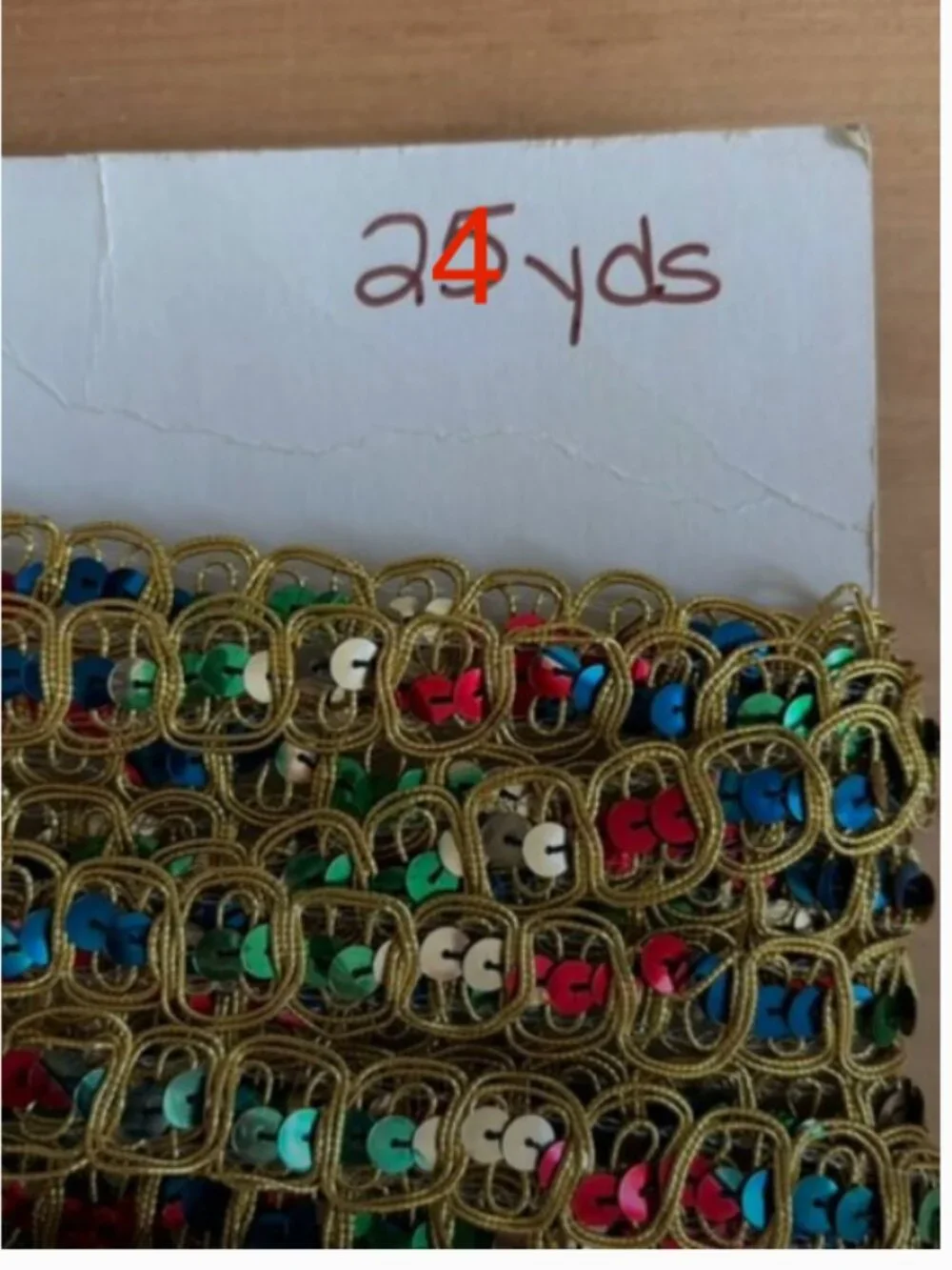 PER YARD Gold Metallic Sequin Trim Red Green Blue Sewing Costume Suppl